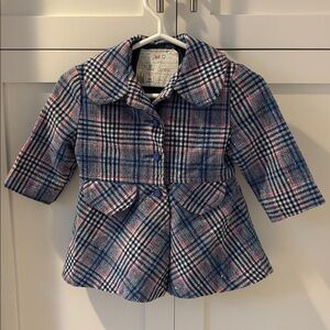 Vintage Wool Blend Plaid Girls Coat - Made in Canada - Size 3 Toddler